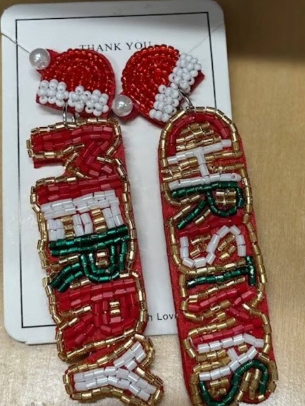 Merry Christmas Beaded Earrings NEW!